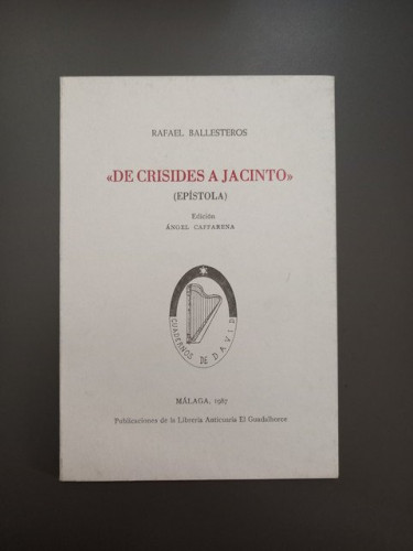 Portada del libro de (Dedicado por el autor) De Crisides a Jacinto (Epístola)