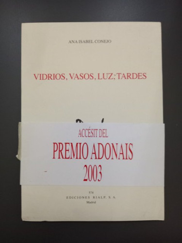 Portada del libro de Vidrios, vasos, luz, tardes