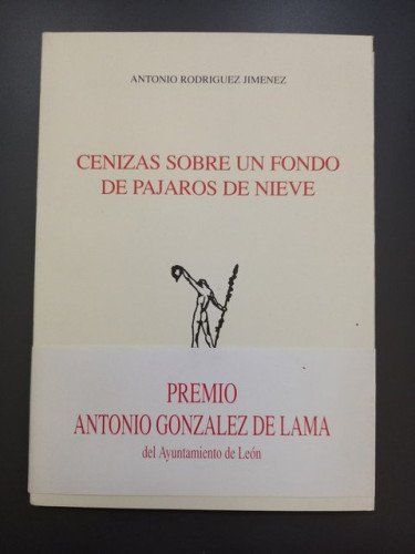 Portada del libro de Cenizas sobre un fondo de pájaros de nieve