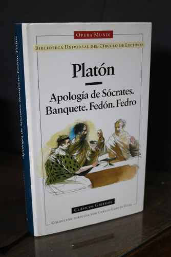 Portada del libro de Platón.- Apología de Sócrates. Banquete. Fedón. Fedro.- Opera Mundi.