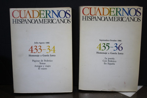 Portada del libro de Cuadernos Hispanoamericanos. Ns.º 433-434, 435-436 . Homenaje a García Lorca.- Dos tomos.