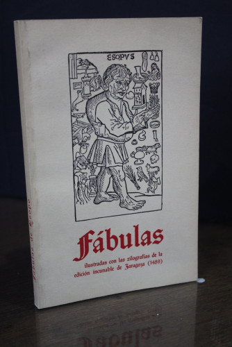 Portada del libro de Esopo.- Fábulas. Ilustradas con las xilografías de la edición incunable de Zaragoza (1489).