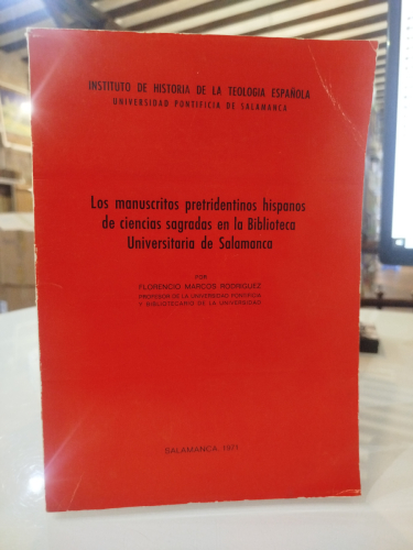 Portada del libro de Los manuscritos pretridentinos hispanos de ciencias sagradas en la Biblioteca Universitaria de Salamanca