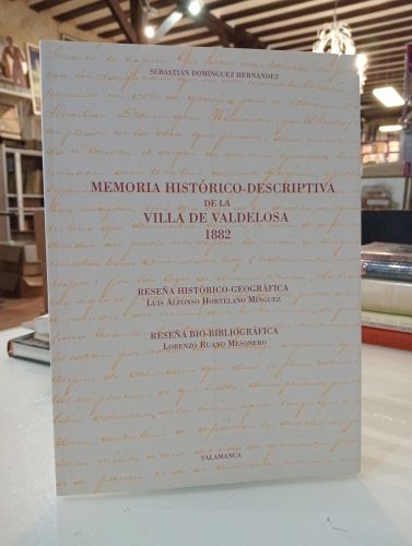 Portada del libro de Memoria Histórico-Descriptiva de la Villa de Valdelosa 1882