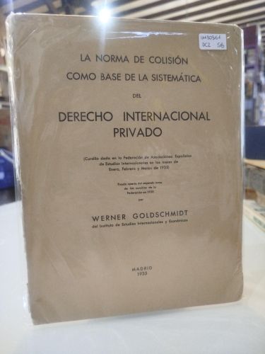 Portada del libro de La norma de colisión como base de la sistemática del Derecho Internacional Privado