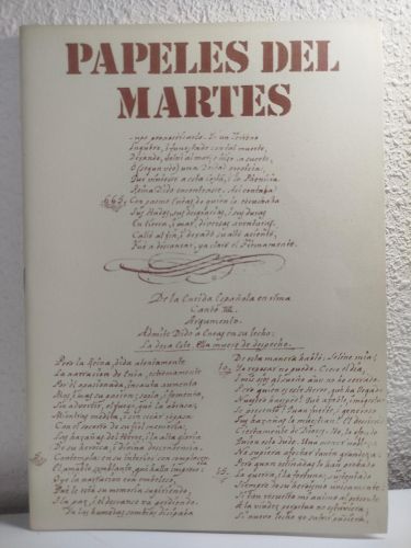 Portada del libro de Papeles del martes, Revista de poesía Nº7