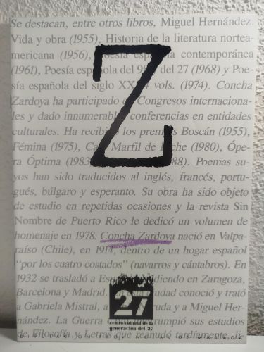 Portada del libro de Cuaderno dedicado a Concha Zardoya