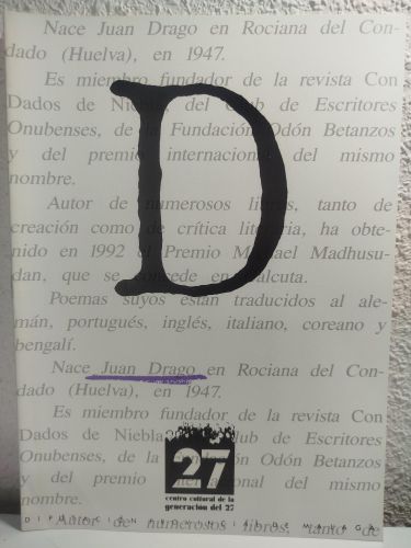 Portada del libro de Cuaderno dedicado a Juan Drago