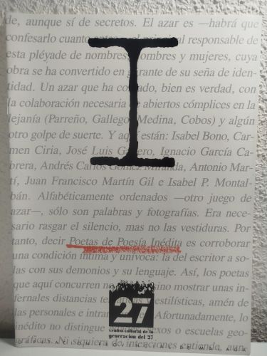 Portada del libro de Cuaderno dedicado a Poetas de Poesía Inédita