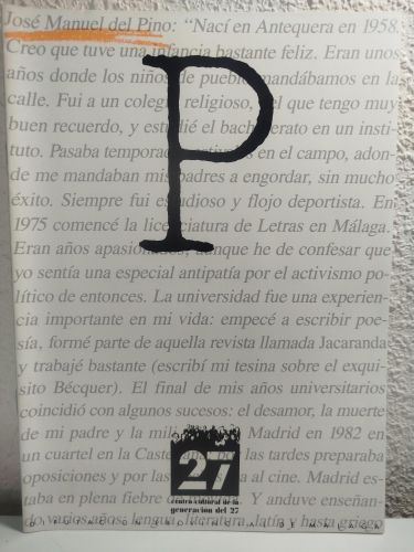 Portada del libro de Cuaderno dedicado a José Manuel del Pino