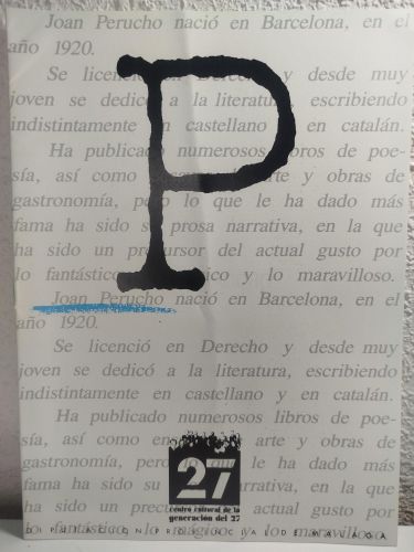 Portada del libro de Cuaderno dedicado a Joan Perucho