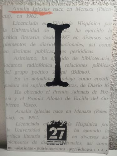 Portada del libro de Cuaderno dedicado a Amalia Iglesias