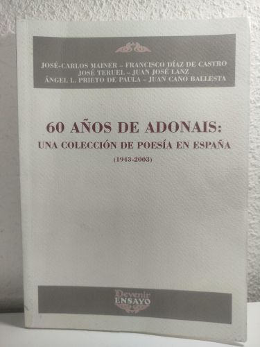 Portada del libro de 60 años de Adonais: una colección de poesía en España (1943-2003)