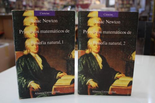 Portada del libro de Principios matemáticos de la filosofía natural.- Dos tomos.