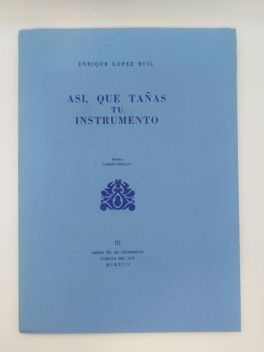 Portada del libro de Así, que tañas tu instrumento (1991)