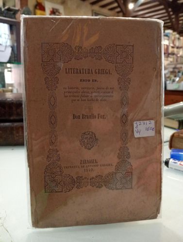 Portada del libro de Literatura griega, esto es, su historia, escritores, juicio de sus principales obras y contestación...