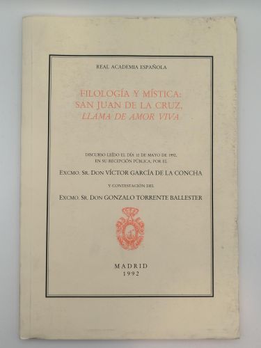 Portada del libro de Filología y mística: San Juan de la Cruz, Llama de Amor Viva.