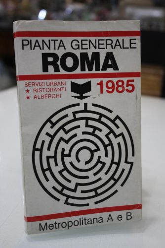 Portada del libro de Pianta General Roma. 1985.- Servizi _Urbani, Ristoranti, Alberghi. Metropolitana A e B.