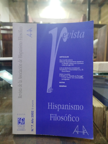 Portada del libro de Revista de la asociación de Hispanismo Filosófico. Nº 7. año 2002.