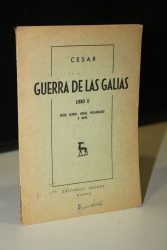 Portada del libro de Guerra de las Galias. Libro II.- César.- Texto latino, notas, vocabulario y mapa.