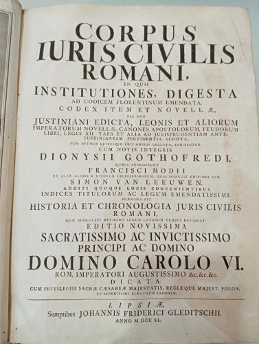 Portada del libro de Corpus Iuris Ciuilis Romani : in quo Institutiones, Digesta ad Codicem Florentinum emendata, codex item...