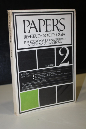 Portada del libro de Papers. Trabajos de Sociología. Publicados por la Universidad Autónoma de Barcelona. Número 2.