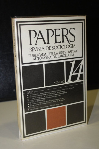 Portada del libro de Papers. Trabajos de Sociología. Publicados por la Universidad Autónoma de Barcelona. Número 14.