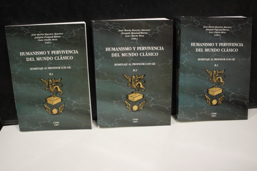 Portada del libro de Humanismo y pervivencia del mundo clásico II. Homenaje al profesor Luis Gil. Obra completa en tres tomos.