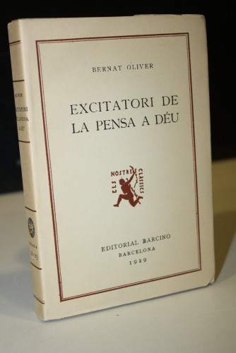 Portada del libro de Excitatori de la Pensa a Déu.- Oliver, Bernat.