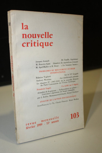 Portada del libro de La nouvelle critique. Février 1959 -11e année, 103.