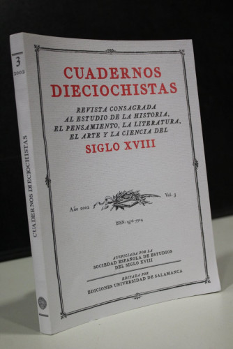 Portada del libro de Cuadernos Dieciochistas. Año 2002. Vol.3.- Revista consagrada al estudio de la historia, el pensamiento,...