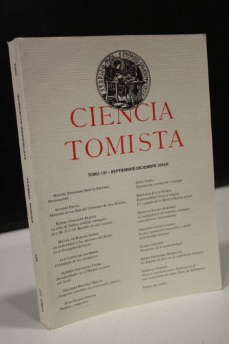 Portada del libro de Ciencia Tomista. Tomo 131. Septiembre-Diciembre 2004/3.