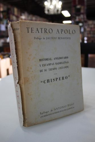 Portada del libro de Teatro Apolo. Historial, anecdotario y estampas madrileñas de su tiempo (1873-1929).