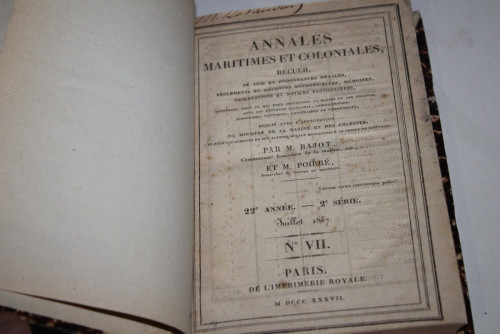 Portada del libro de VII.- Annales maritimes et coloniales, Recueil de Lois et Ordonnances royales, Règlements et Décisions...