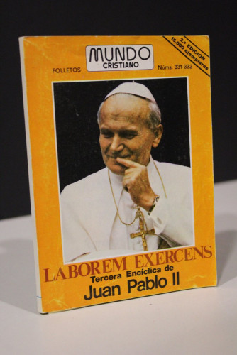 Portada del libro de Laborem Exercens. Tercera encíclica de Juan Pablo II.- Mundo Cristiano, Folletos, núms 331-332.