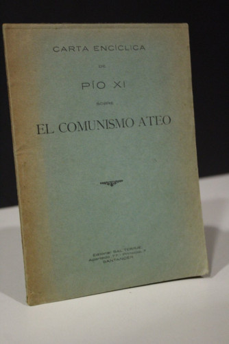 Portada del libro de Carta encíclica de Pio XI sobre el comunismo ateo. 