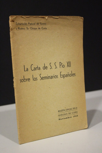 Portada del libro de La Carta de S.S. Pío XII sobre los Seminarios Españoles.