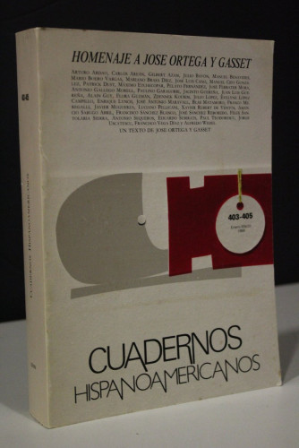 Portada del libro de Homenaje a José Ortega y Gasset.- Cuadernos Hispanoamericanos, 403-405. Enero-Marzo 1984.