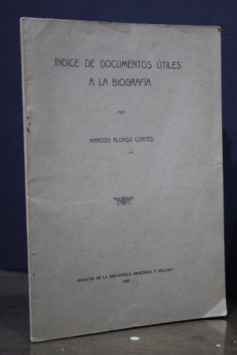 Portada del libro de Índice de documentos útiles a la biografía