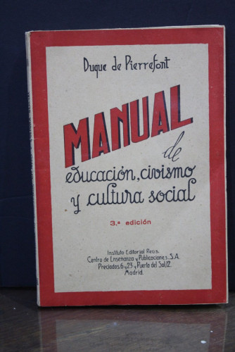 Portada del libro de Manual de educación, civismo y cultura social