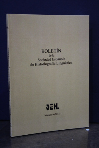 Portada del libro de Boletín de la Sociedad Española de Historiografía Lingüística. Número 9 (2014).