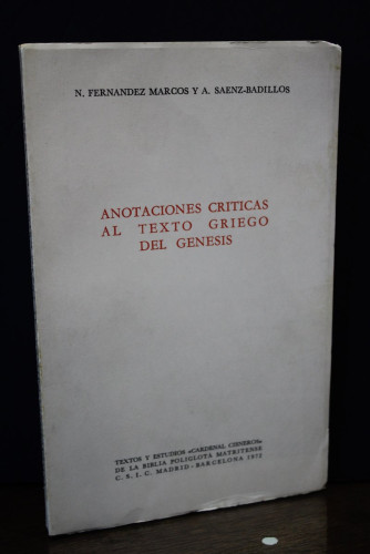 Portada del libro de Anotaciones críticas al texto griego del Génesis