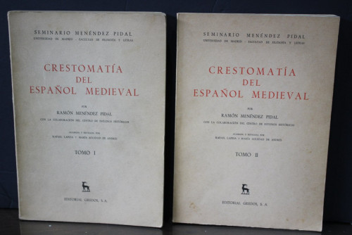 Portada del libro de Crestomatía del español medieval.- Dos tomos.- Menéndez Pidal, Ramón.