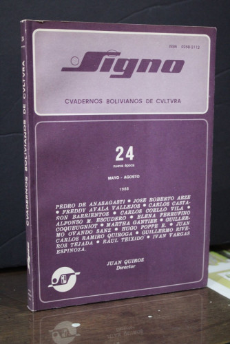 Portada del libro de Signo. Cuadernos Bolivianos de Cultura. 24, nueva época. Mayo- Agosto, 1988.