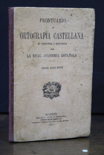 Portada del libro de Prontuario de ortografía castellana en preguntas y respuestas