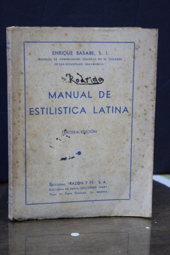 Portada del libro de Manual de estilística latina.- Basabe, Enrique.