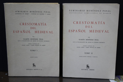 Portada del libro de Crestomatía del español medieval.- Dos tomos.- Menéndez Pidal, Ramón.