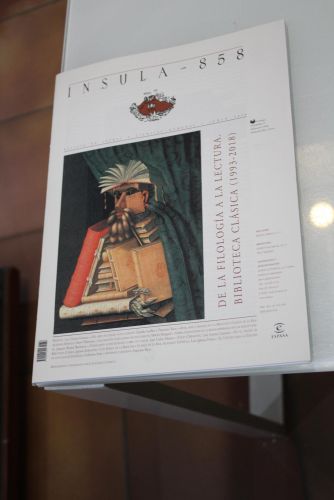 Portada del libro de Ínsula, 858. De la filología a la lectura. Biblioteca clásica(1993-2018). Junio 2018.