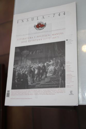 Portada del libro de Ínsula, 744. Literatura y política: Manuel José Quintana (1772-1857). Diciembre 2008.