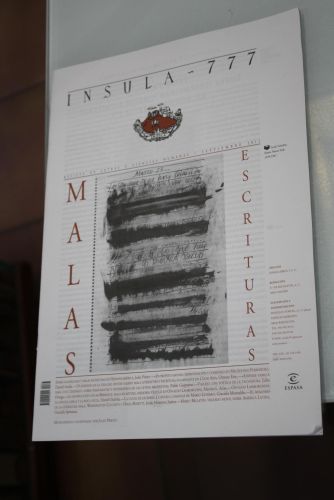 Portada del libro de Ínsula, 777. Malas escrituras. Septiembre 2011.